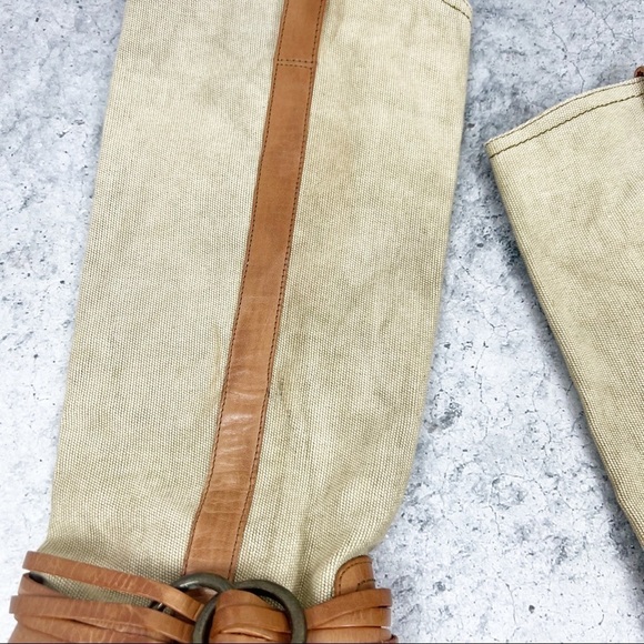 Frye Melissa Canvas and Leather Tall Boots Brown Size 6 - Picture 5 of 11